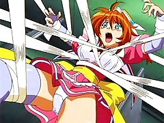 Attractive Redheaded Anime Heroine Restrained And Unable To Move Due To Large Breasts
